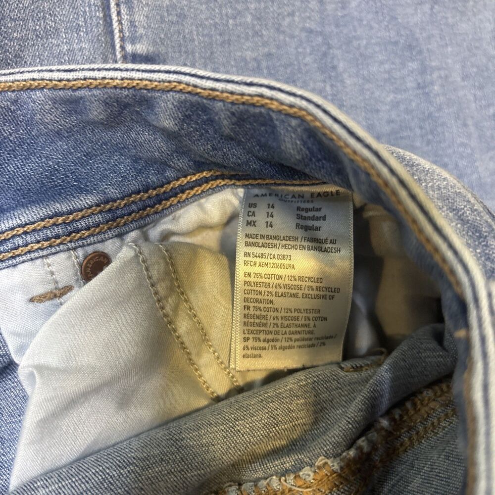 American Eagle Jeans Womens 14 Blue Kick Boot Bootcut Mid Rise Stretch Faded - Picture 15 of 15